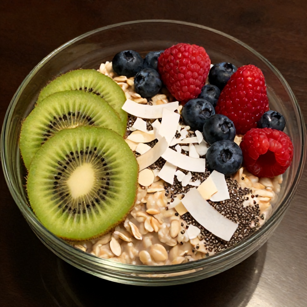 Overnight Oats with Kiwi and Chia Seeds