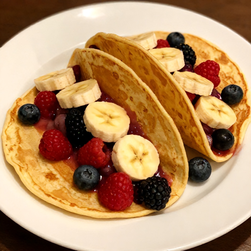 Finished Easy Pancake Tacos on a plate