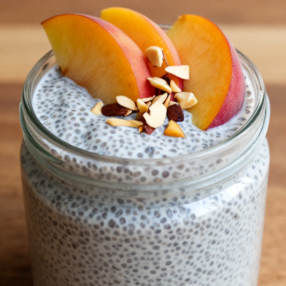 Peach Chia Pudding with Almonds