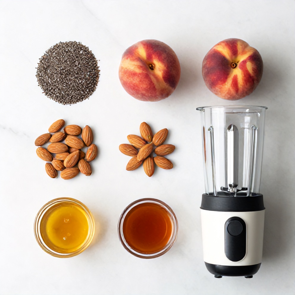 Raw Ingredients for Peach Chia Pudding