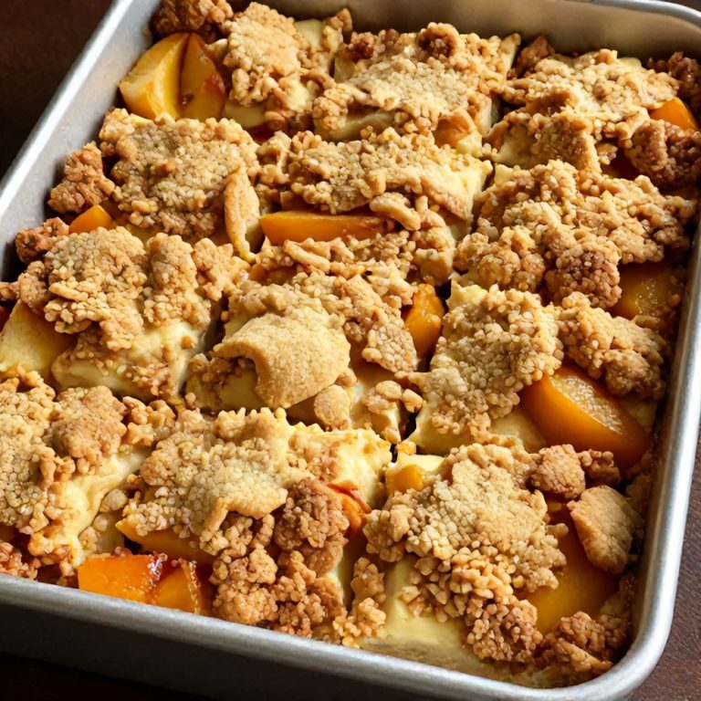Easy Peach Cobbler Cheesecake Bars