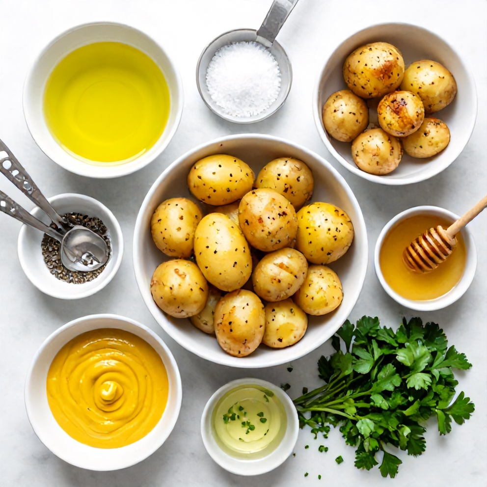 Raw ingredients for roasted potato salad