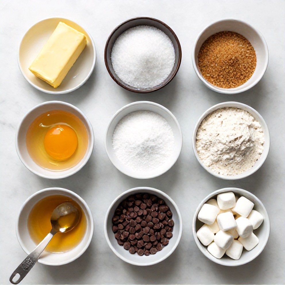 Raw ingredients for S'mores Cookie Cake