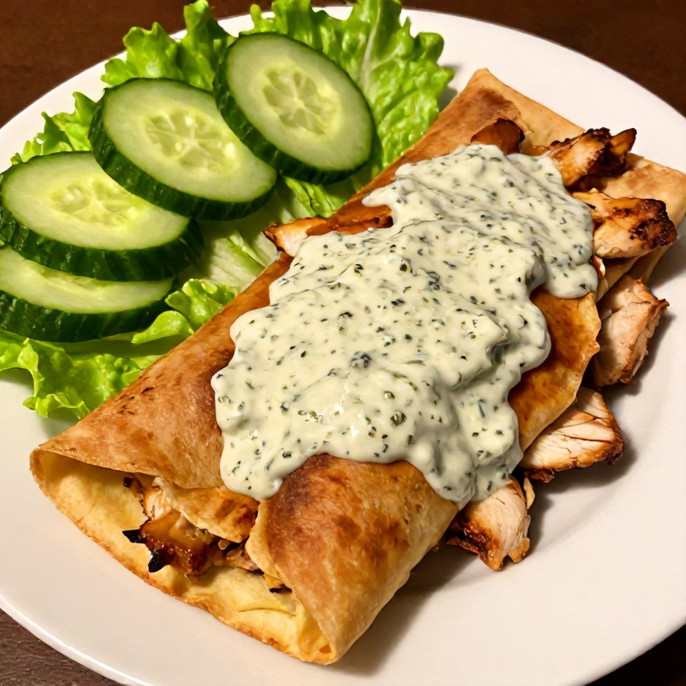 Plated Sheet Pan Chicken Pitas with Herby Ranch Sauce