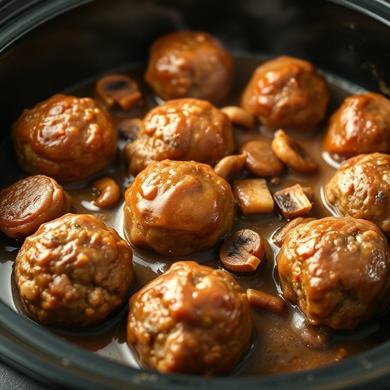 easy slow cooker Salisbury steak meatballs