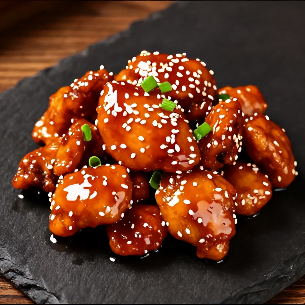 Chicken glazed with spicy honey soy sauce