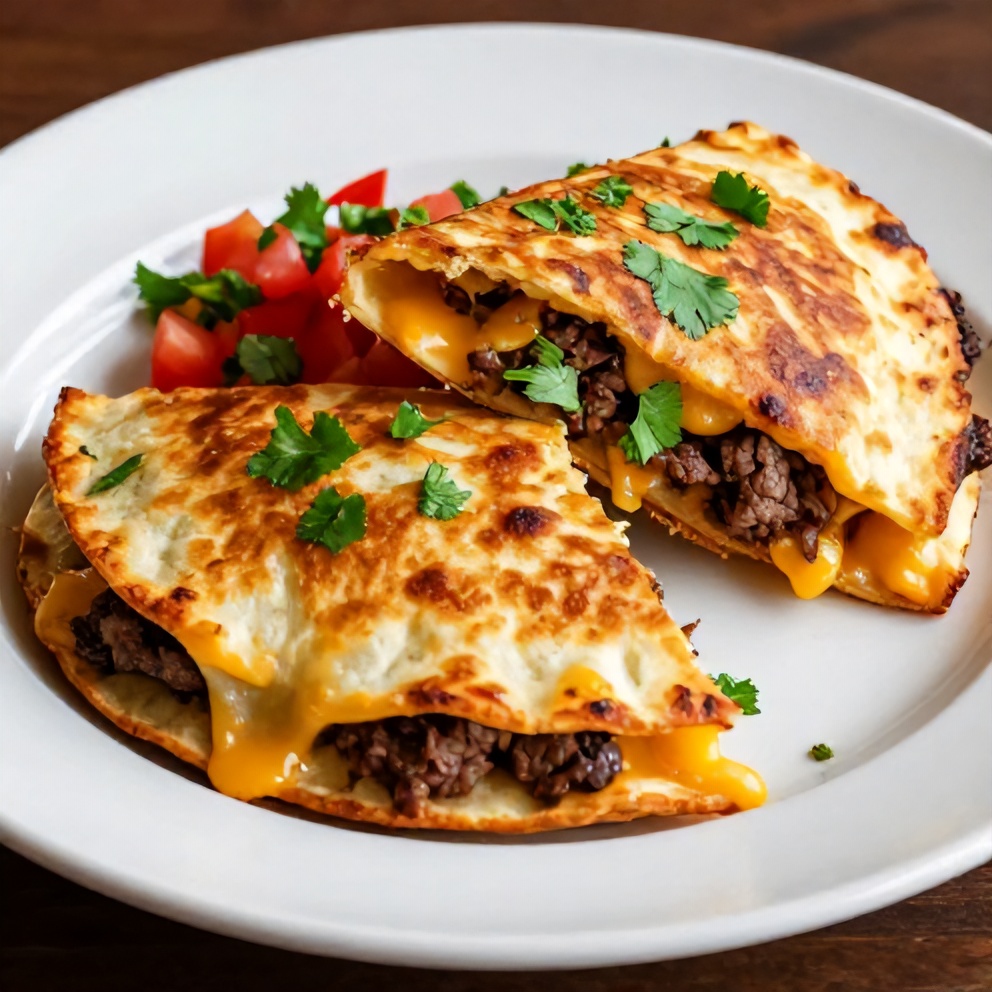 Plated Steak Cheese Quesadillas