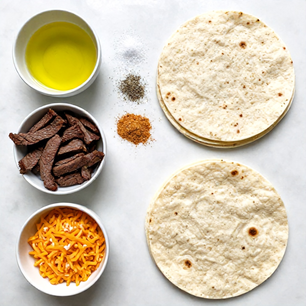 Raw Ingredients for Steak Cheese Quesadillas