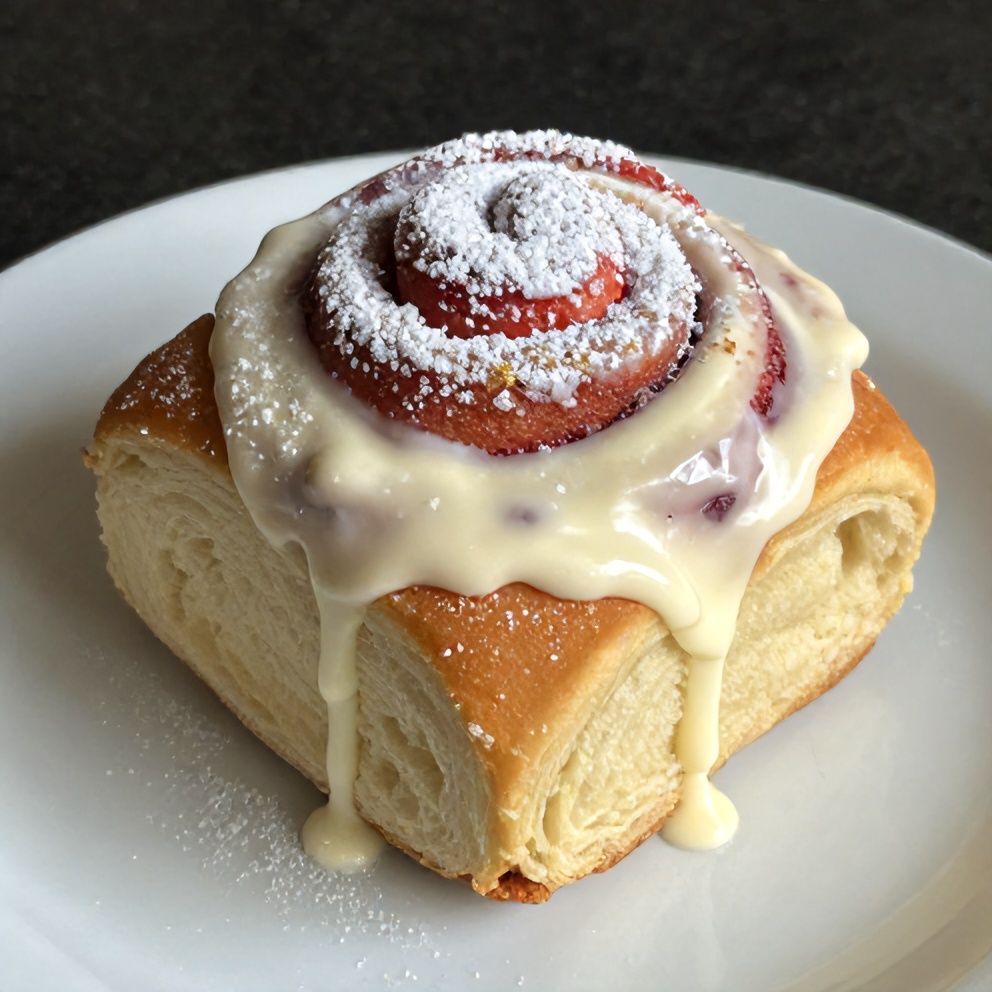 Easy Strawberry Cinnamon Rolls with Cream Cheese Glaze