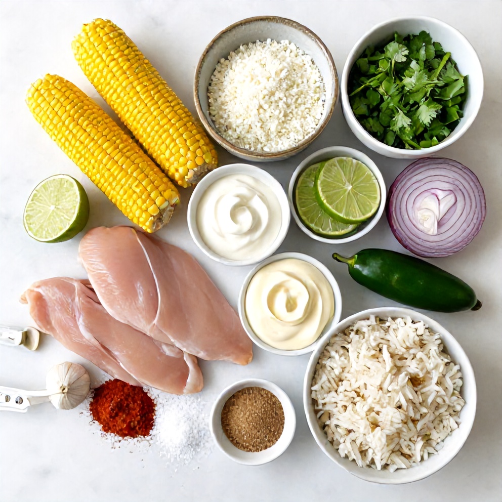 Raw Ingredients for Easy Street Corn Chicken Bowl