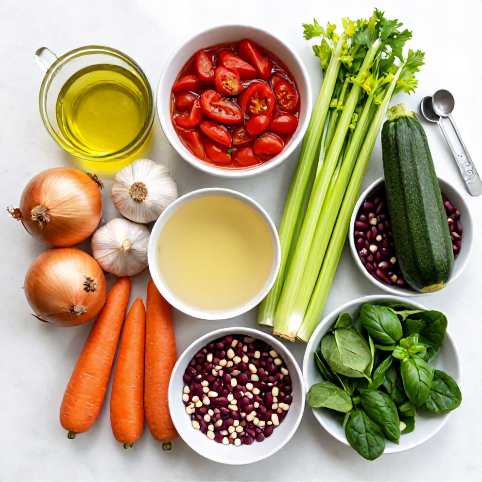 Raw Ingredients for Easy Summer Minestrone Soup