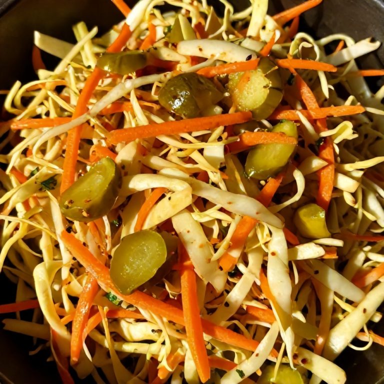 easy sweet and spicy pickle slaw