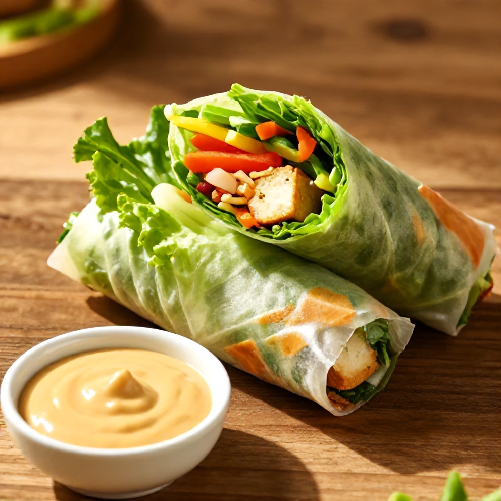 fresh lettuce wrapped veggie spring rolls