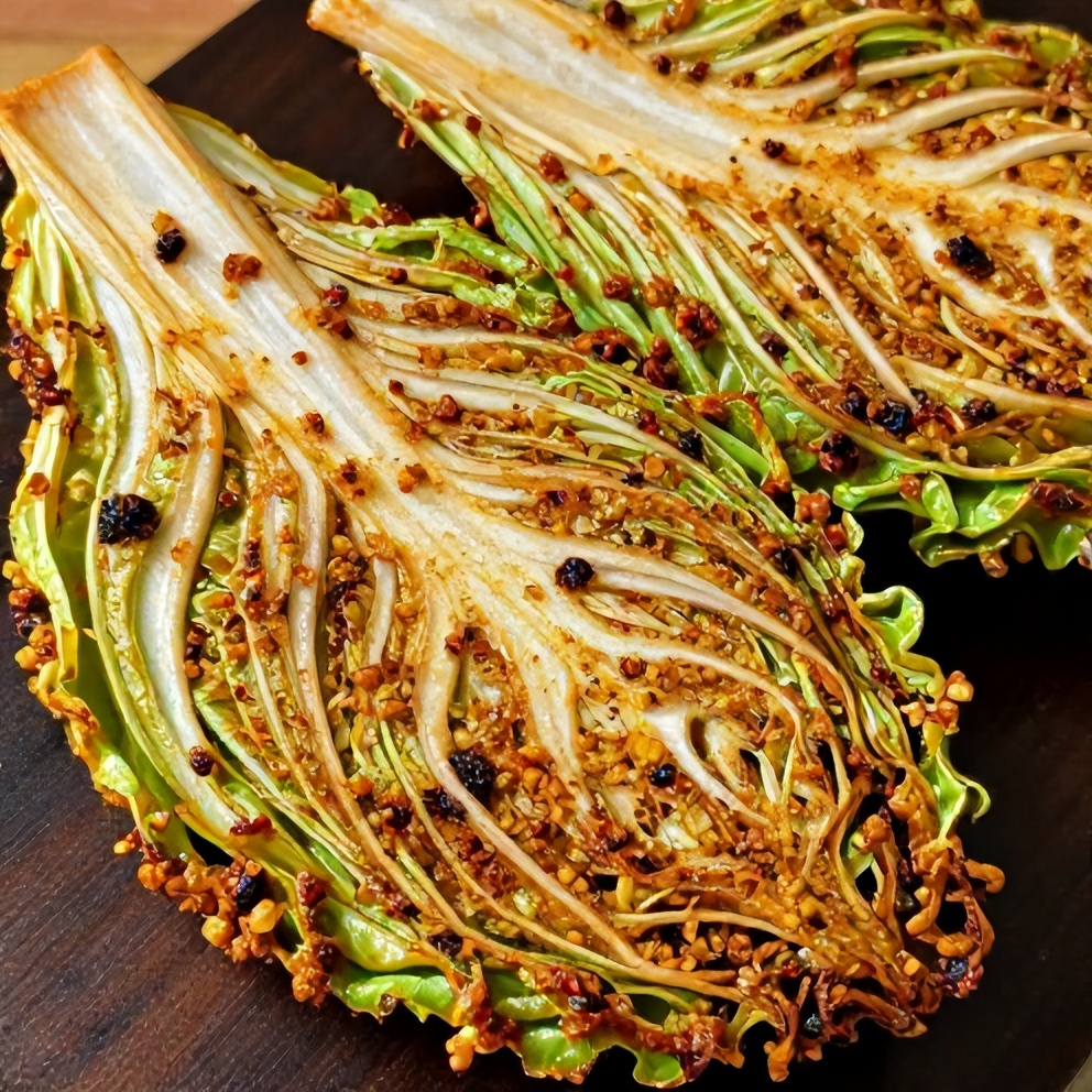 Garlic Roasted Cabbage Steaks