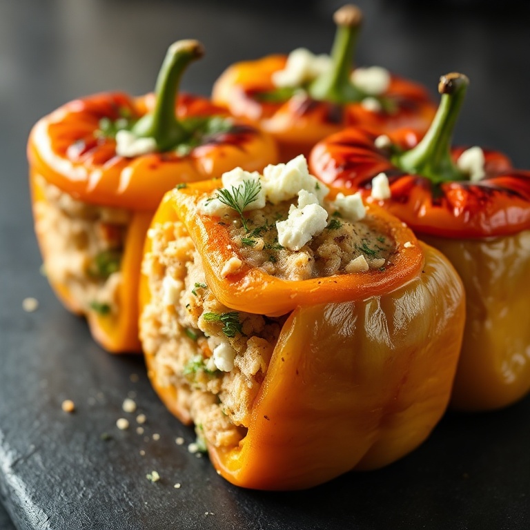 Greek chicken stuffed peppers oven baked