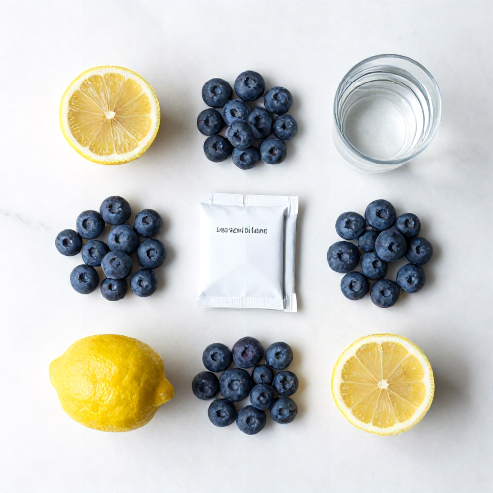 Blueberries, Lemon, Stevia, Water
