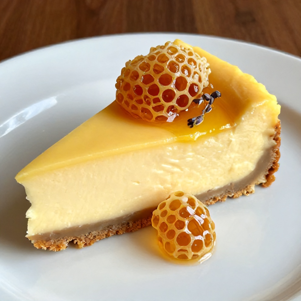 Lemon Lavender Cheesecake with Honeycomb Topping