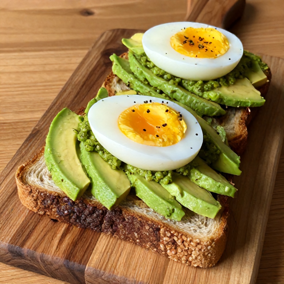 pesto eggs on avocado toast