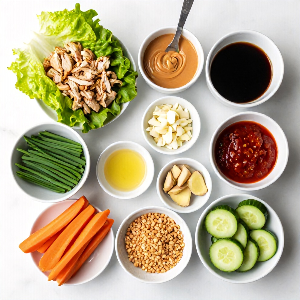 Raw ingredients for chicken lettuce wraps