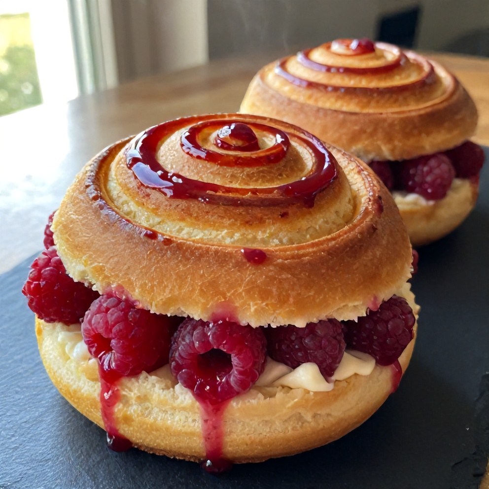 raspberry rose cheesecake buns