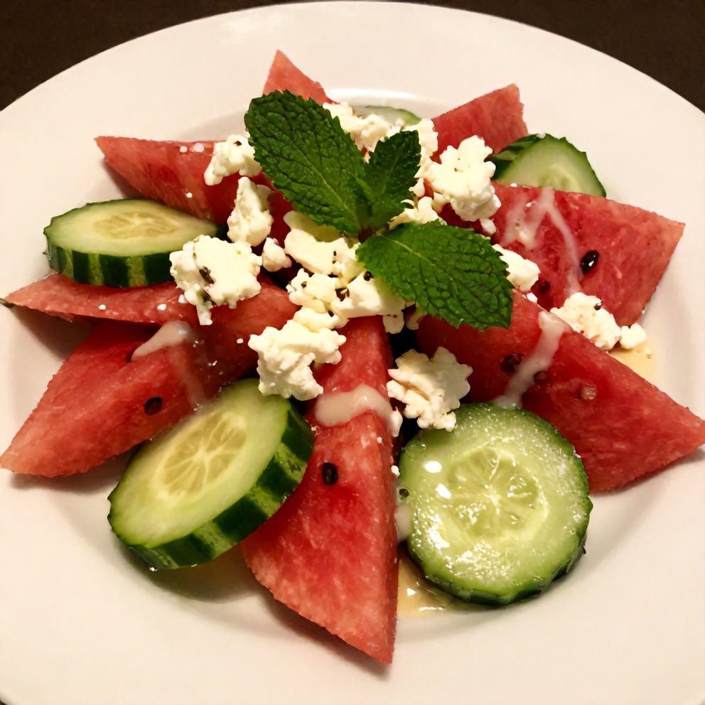 Plated Watermelon Cucumber Salad