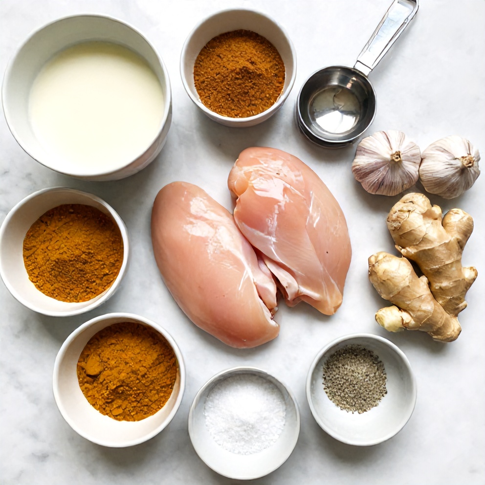 Raw ingredients for slow cooker chicken curry