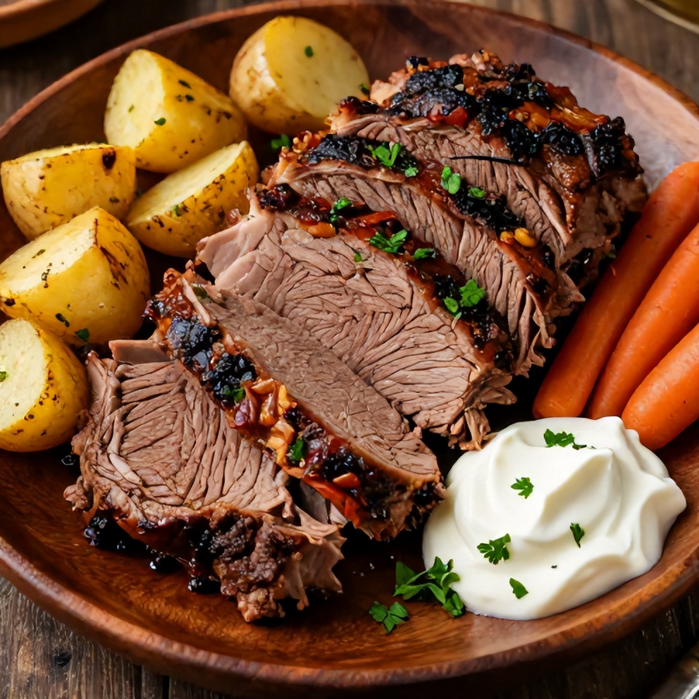 Finished Slow Cooker Chuck Roast with Vegetables