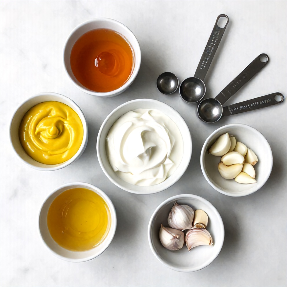 Honey, mustard, chicken, and other ingredients for slow cooker honey mustard chicken