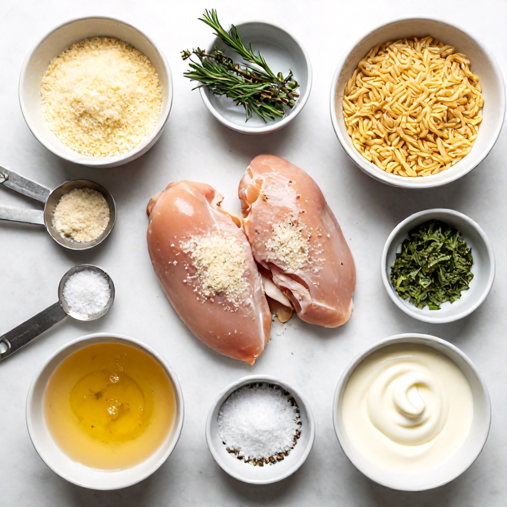Raw ingredients for Slow Cooker Parmesan Herb Chicken with Orzo