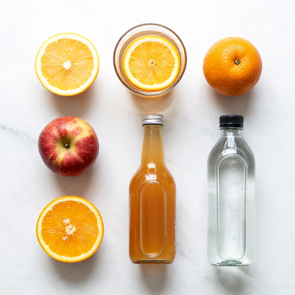 Raw ingredients for sparkling fruit punch laid out