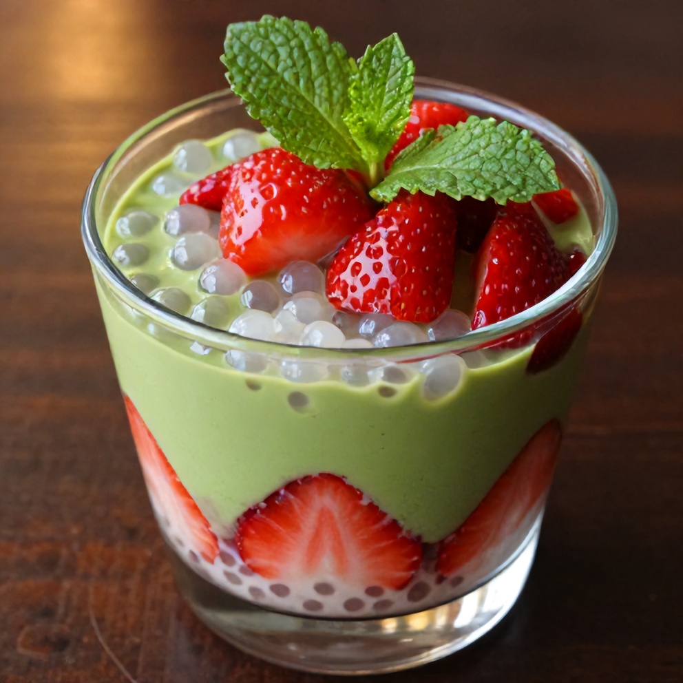 Strawberry Matcha Sago Dessert