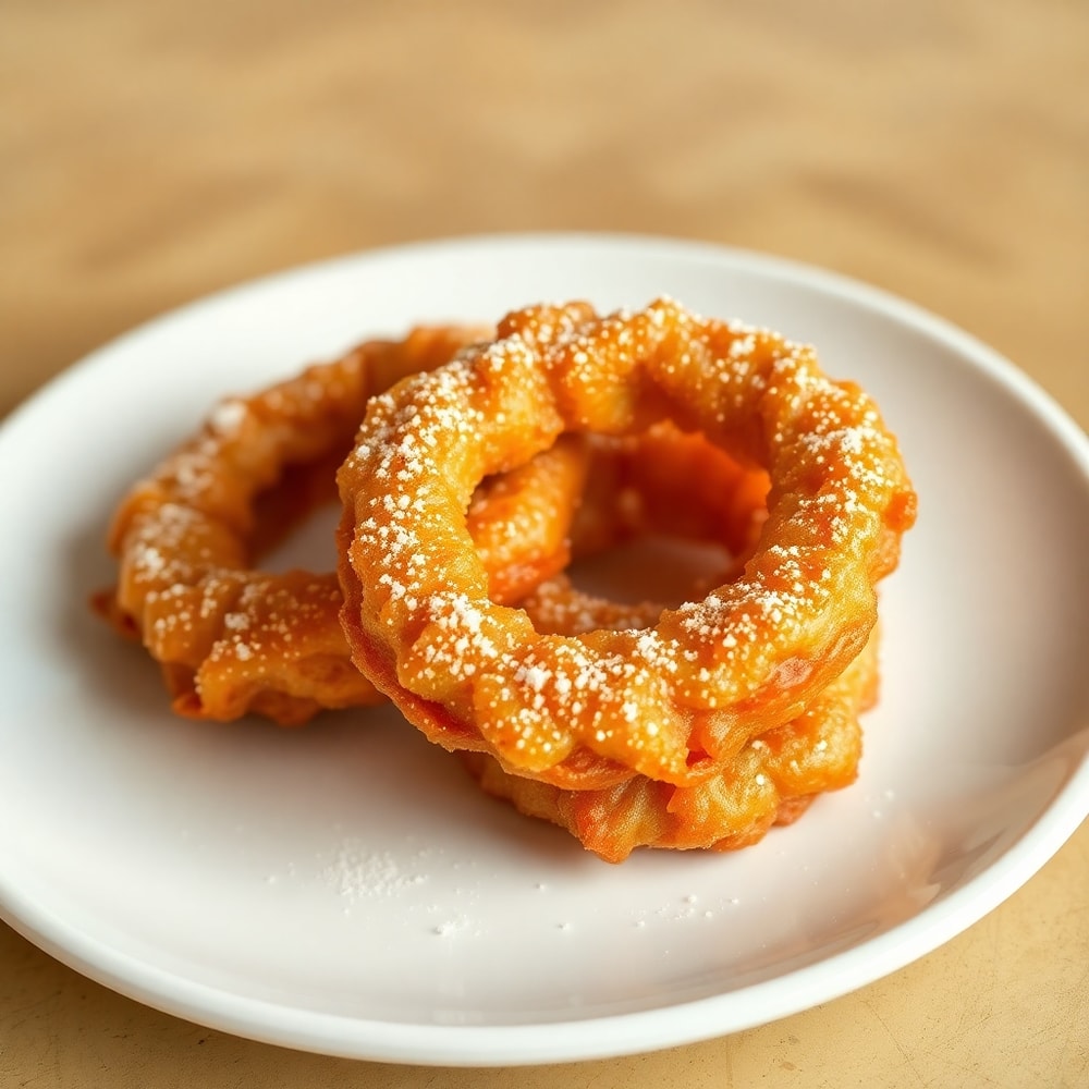Plated serving of Crispy Air Fryer Cinnamon Apple Rings on a white plate