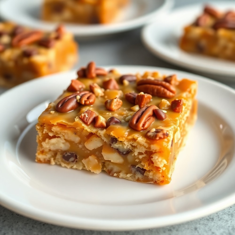 Caramel Crush Bars on a white plate