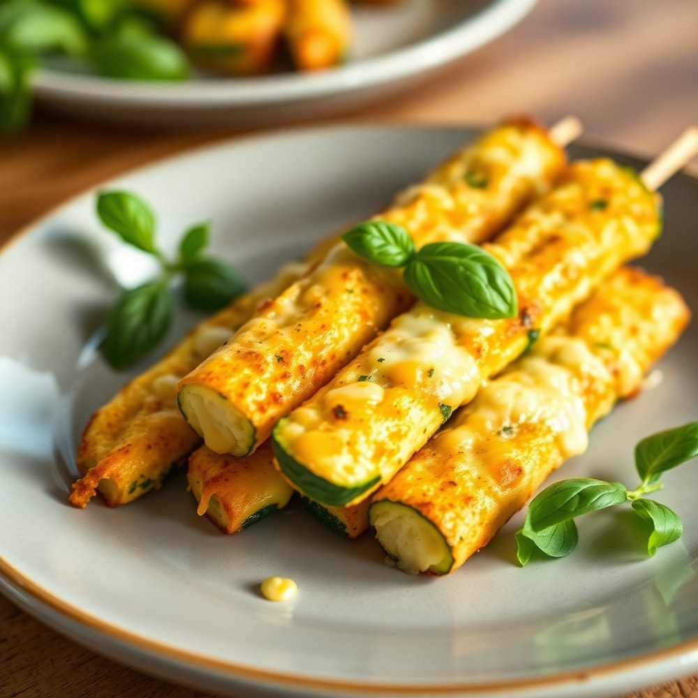 Plated Cheesy Zucchini Breadsticks