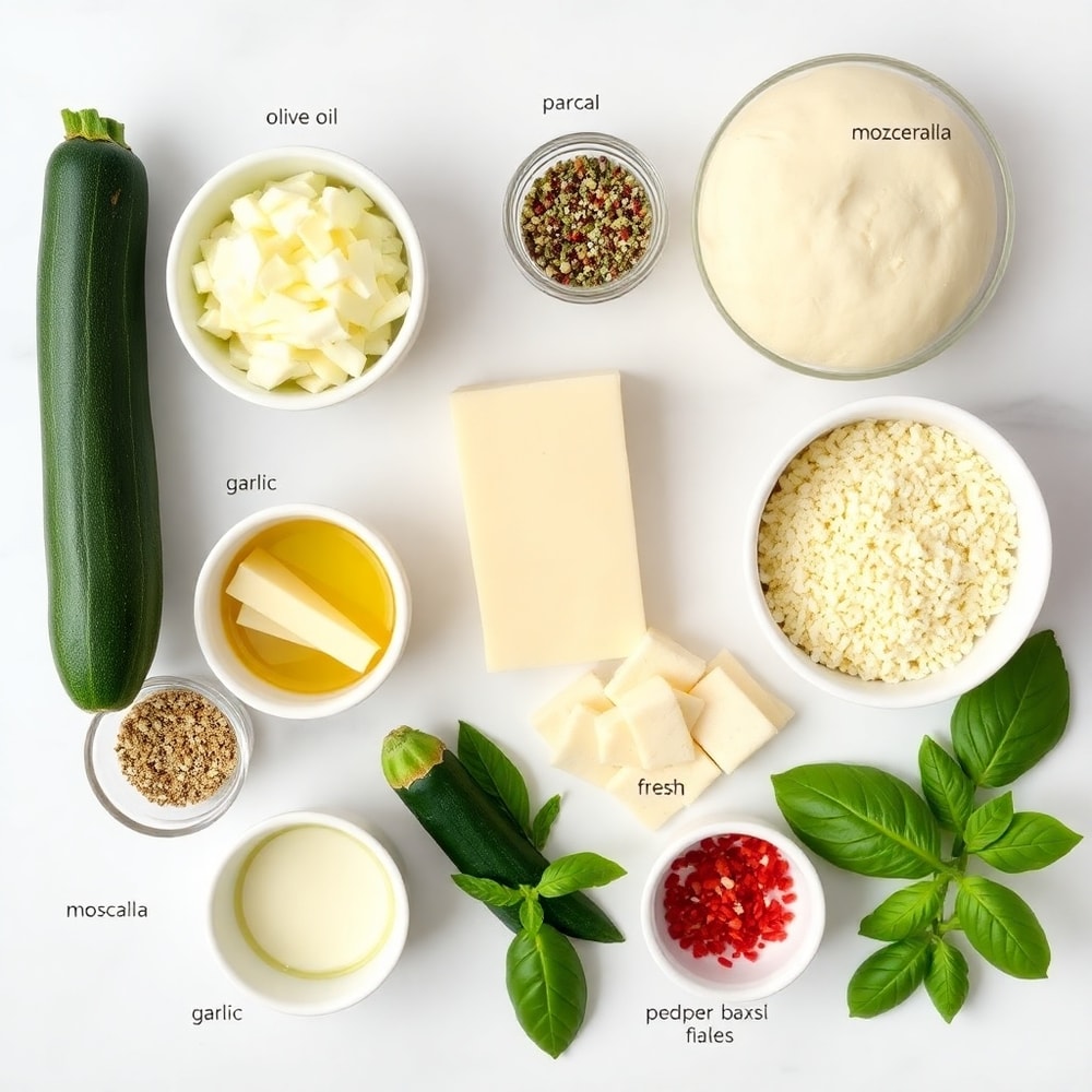 Raw Ingredients for Cheesy Zucchini Breadsticks