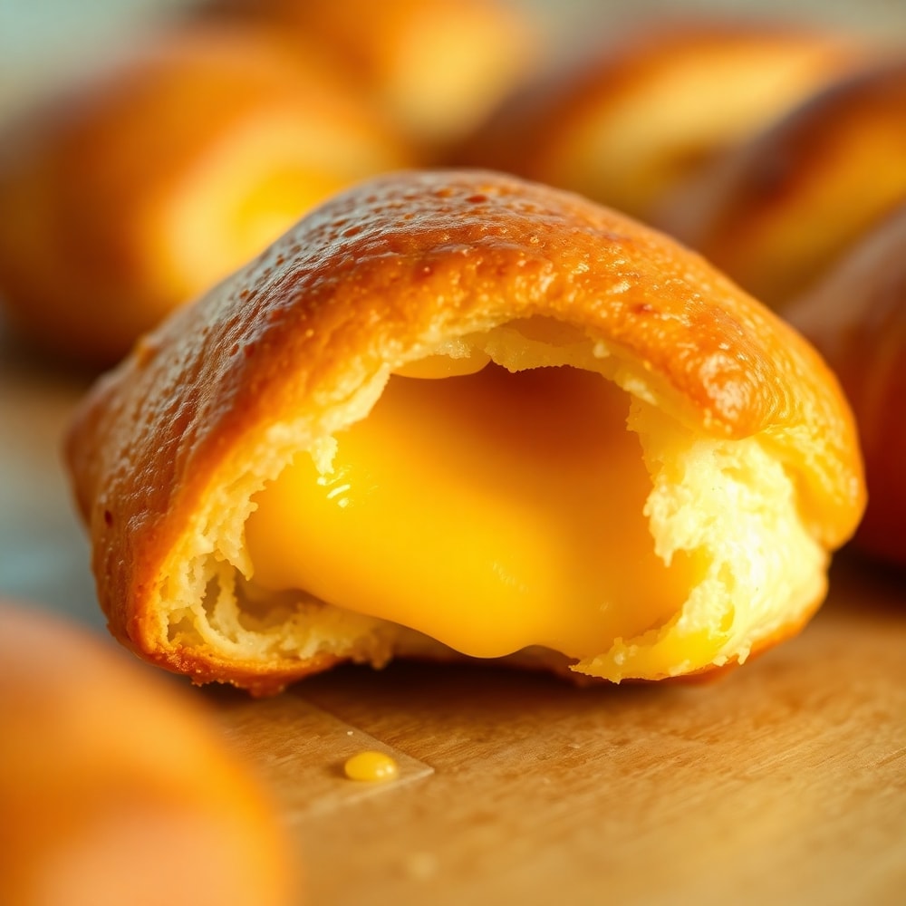 Close-up of Chicken Alfredo Stuffed Crescent