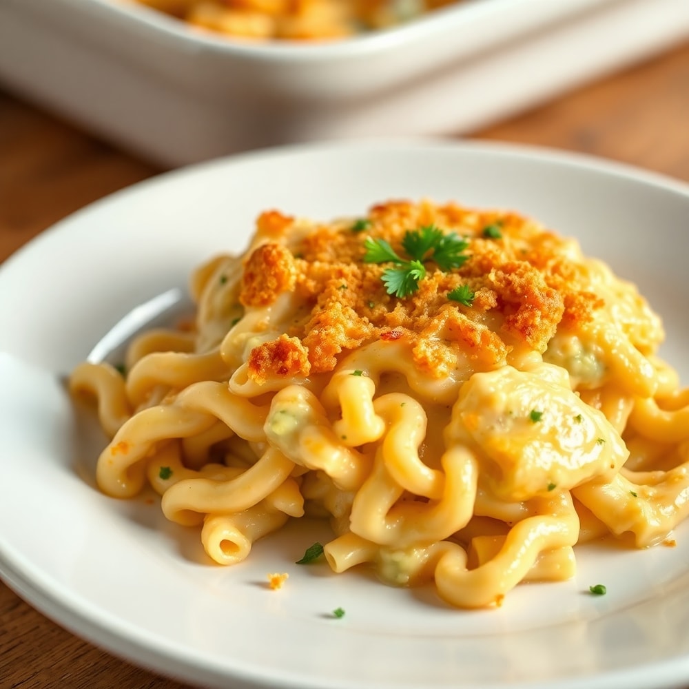 Finished Crack Chicken Pasta — Creamy Chicken Noodle Bake