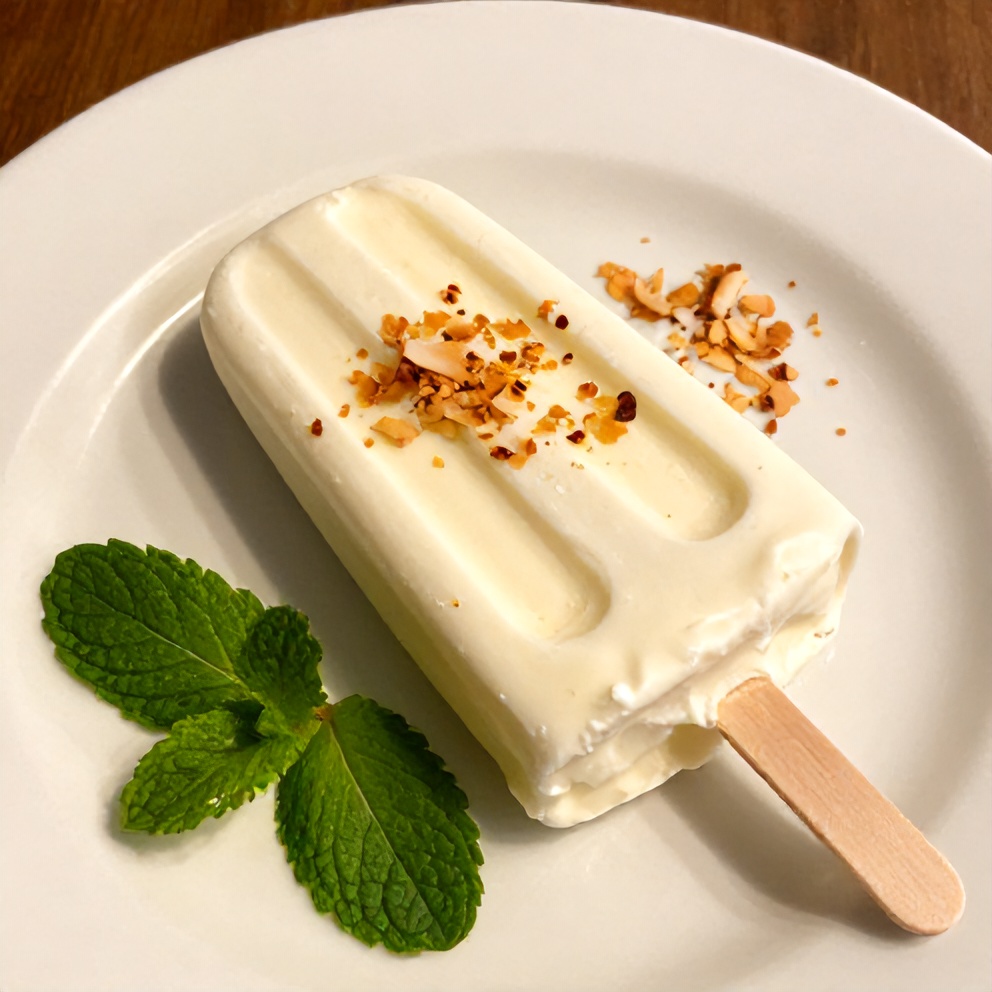 Mango Greek Yogurt Popsicle on a white plate