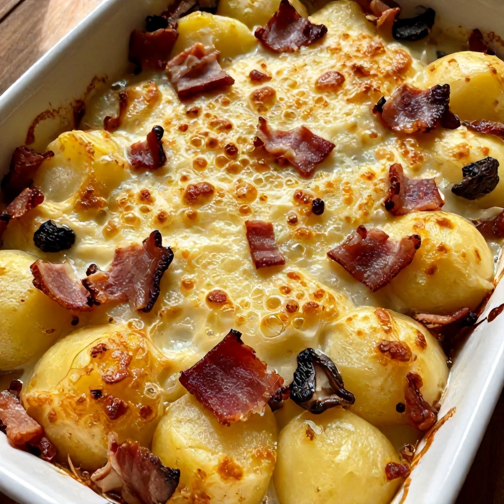 Creamy Pancetta and Porcini Potato Gratin