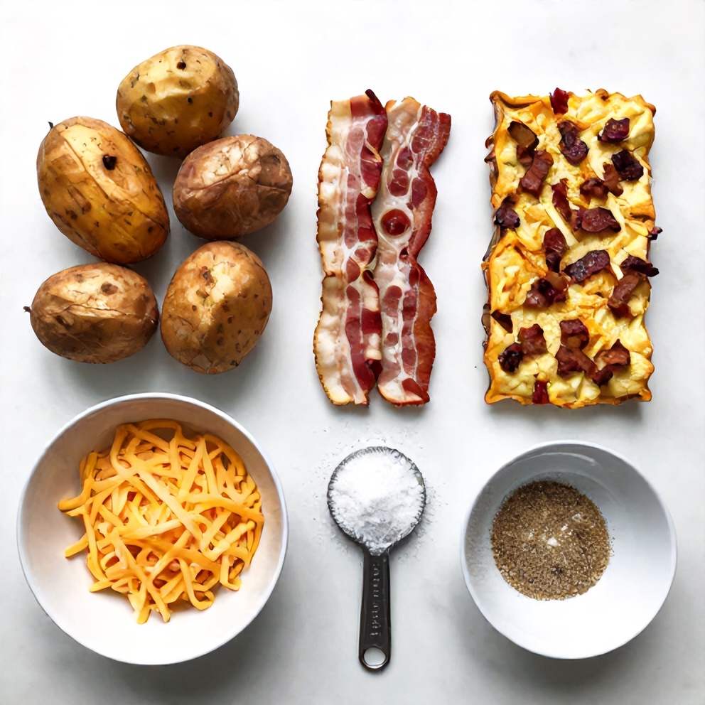 Raw Ingredients for Cheesy Potato Skins with Bacon