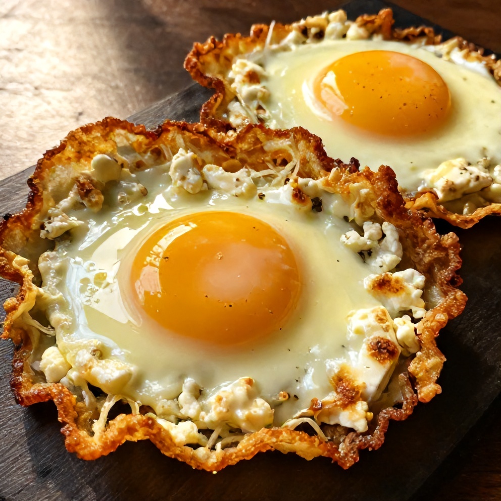 crispy feta fried eggs