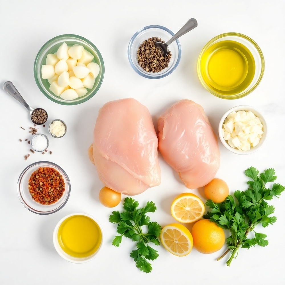 Raw ingredients for Garlic Parmesan Chicken and Potatoes