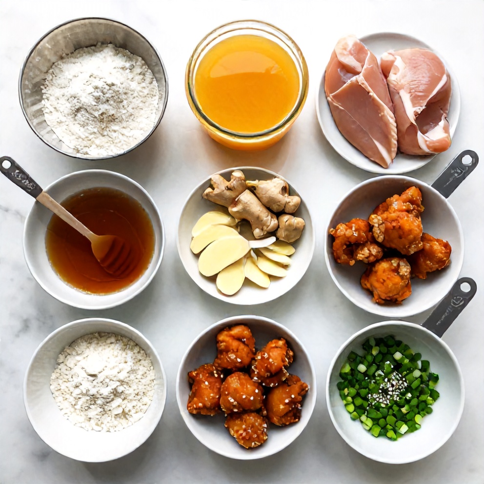 Raw ingredients for Crispy Gluten-Free Orange Chicken