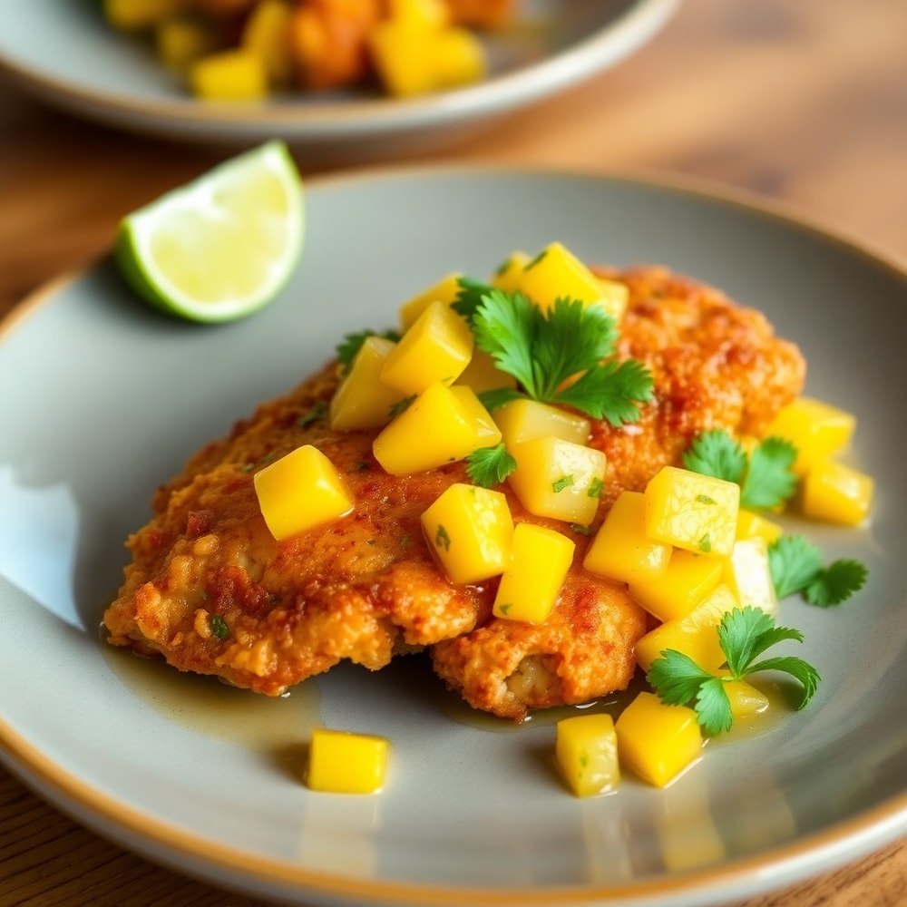 Plated Honey Lime Chicken with Mango Salsa