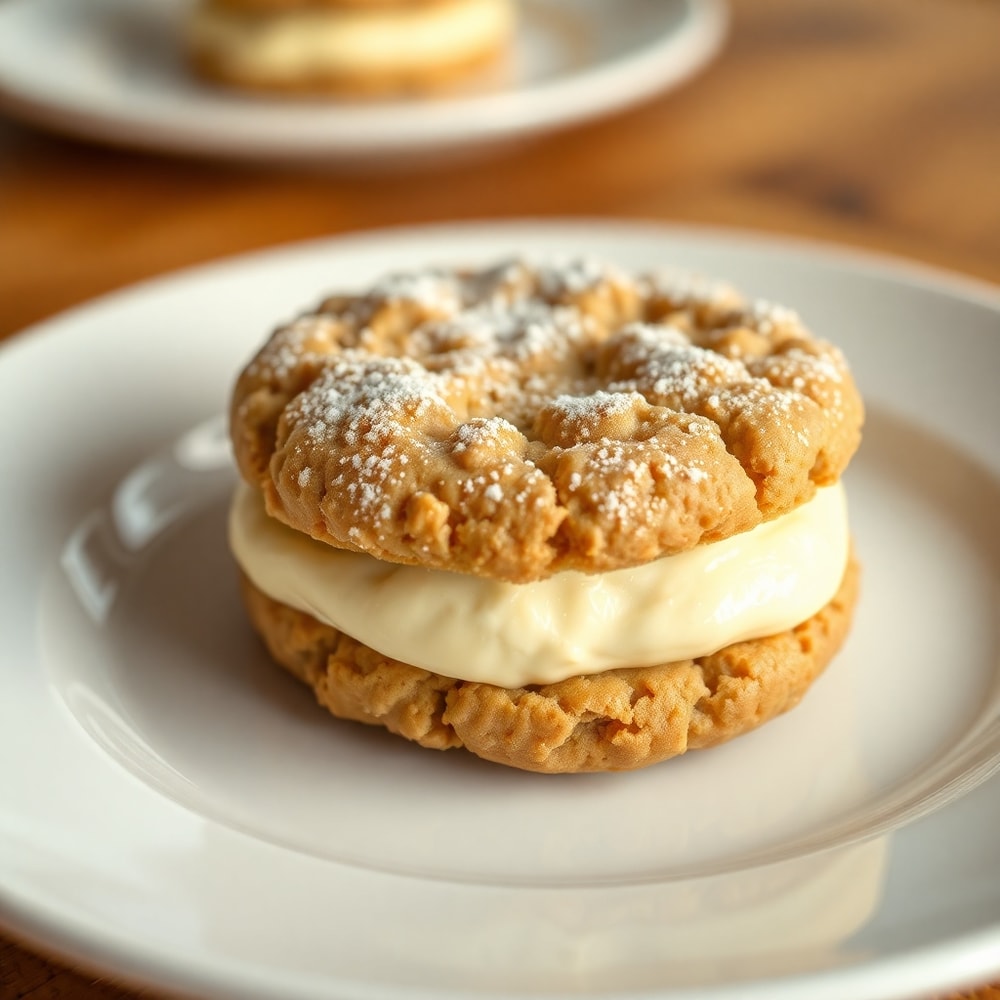 Oatmeal Cream Pie on a white plate