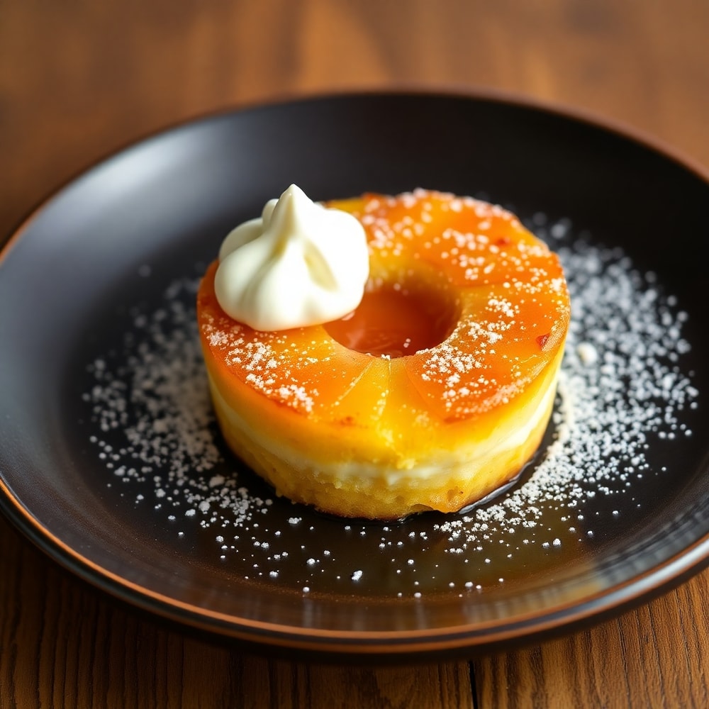 Pineapple Mascarpone Upside-Down Mini Cakes on a Plate