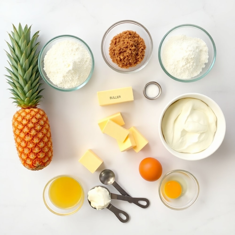 Raw Ingredients for Pineapple Mascarpone Upside-Down Mini Cakes