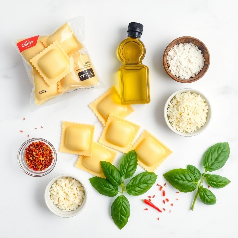 Raw ingredients for Crispy Ravioli Appetizer