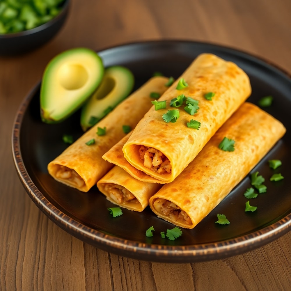 Vegan Taquitos on a Plate