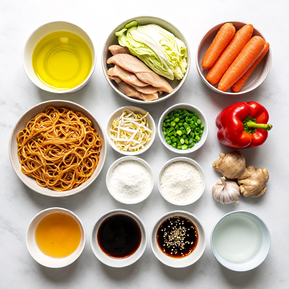 Raw Ingredients for Easy Chinese Chow Mein